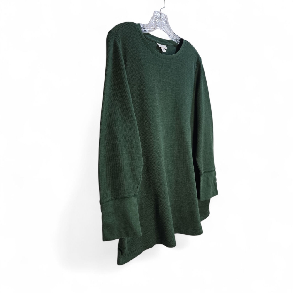J. Jill Hunter Green Knit Pullover Tunic Women's XL Crewneck Casual Comfort - Picture 3 of 7
